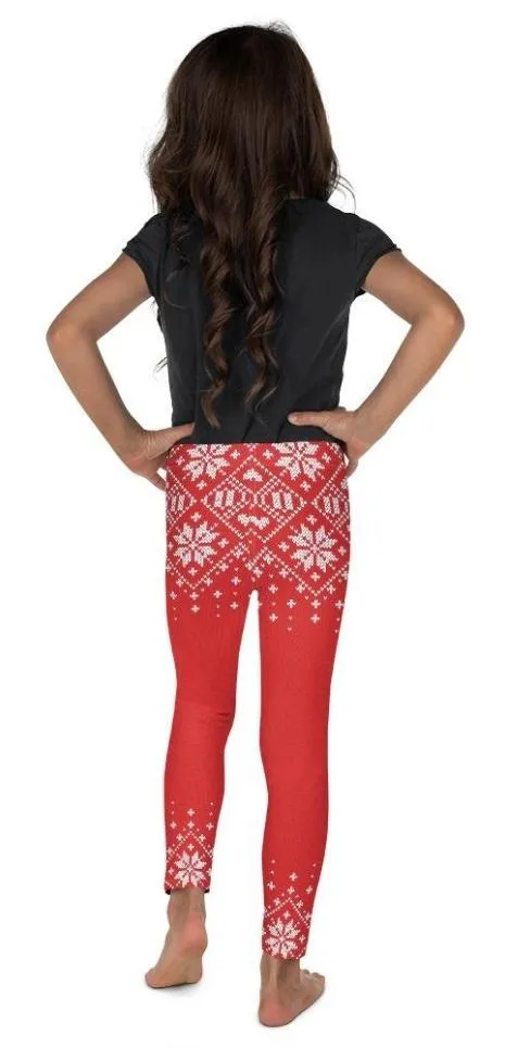 Red Knitted Print Christmas Kid's Leggings