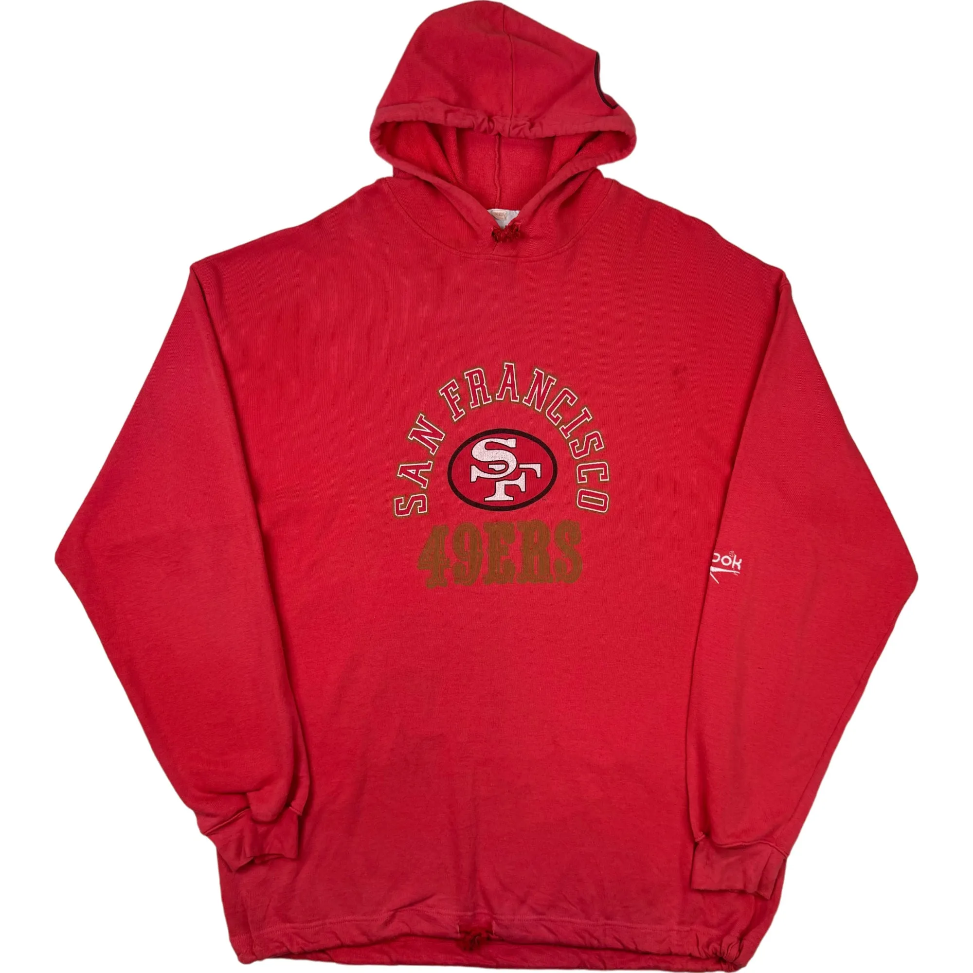 Reebok 80's San Francisco 49ers Graphic Red Hooded Sweatshirt