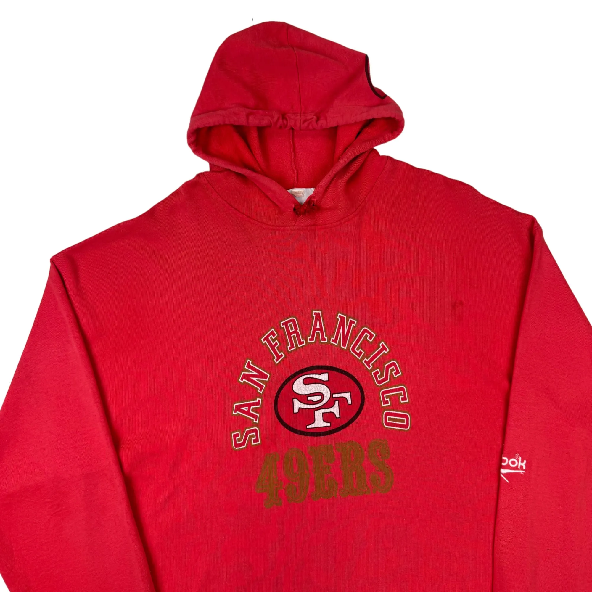 Reebok 80's San Francisco 49ers Graphic Red Hooded Sweatshirt