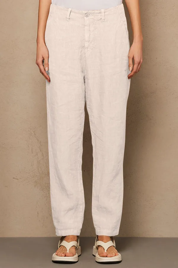 Regular Fit Linen Trousers - Ivory