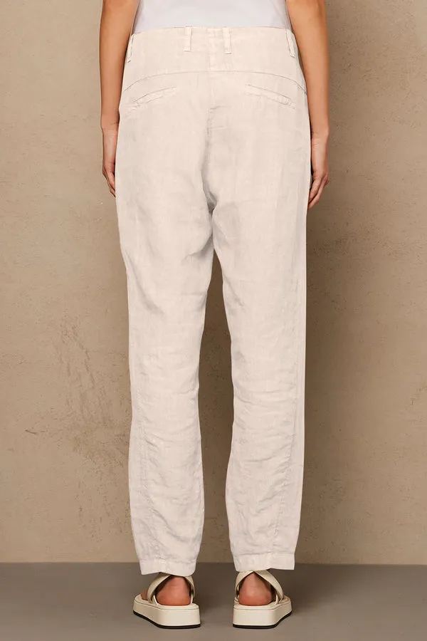 Regular Fit Linen Trousers - Ivory