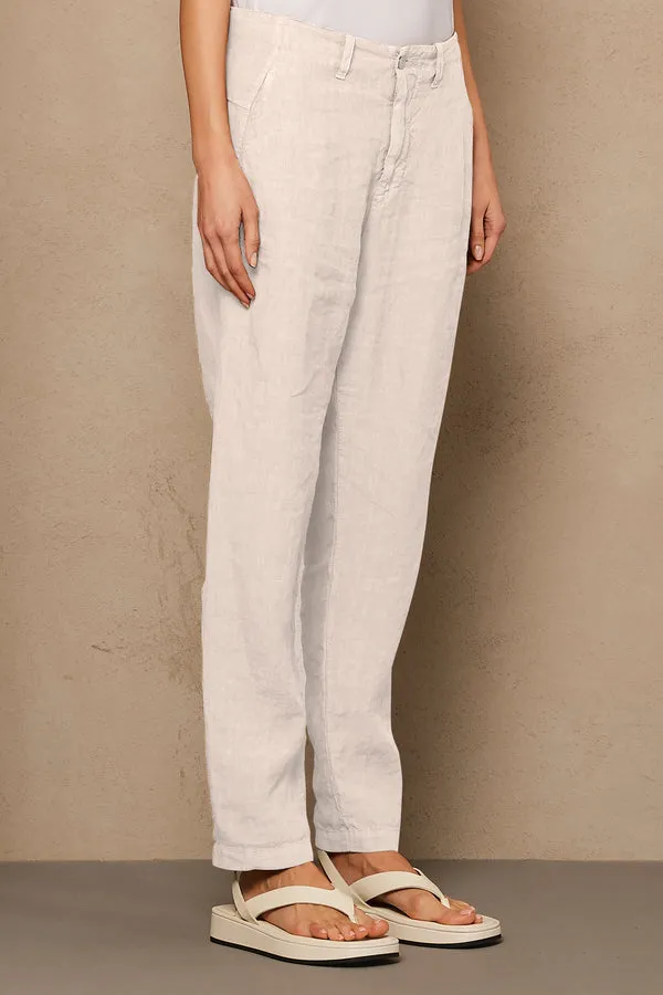 Regular Fit Linen Trousers - Ivory