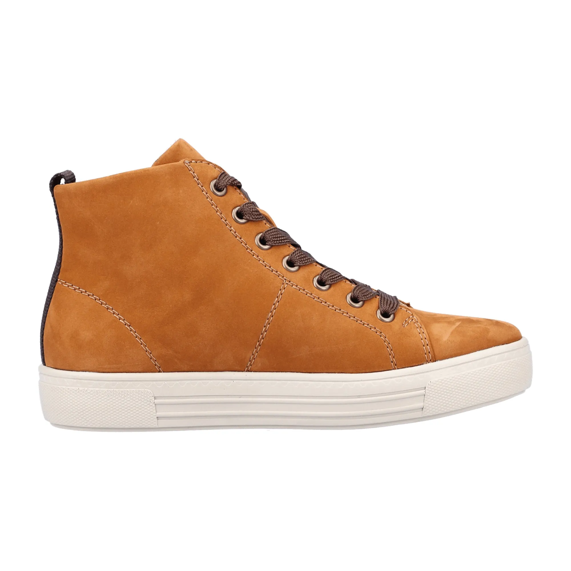 Remonte Brown High-Top Sneakers for Women with Removable Insole and Zip Closure