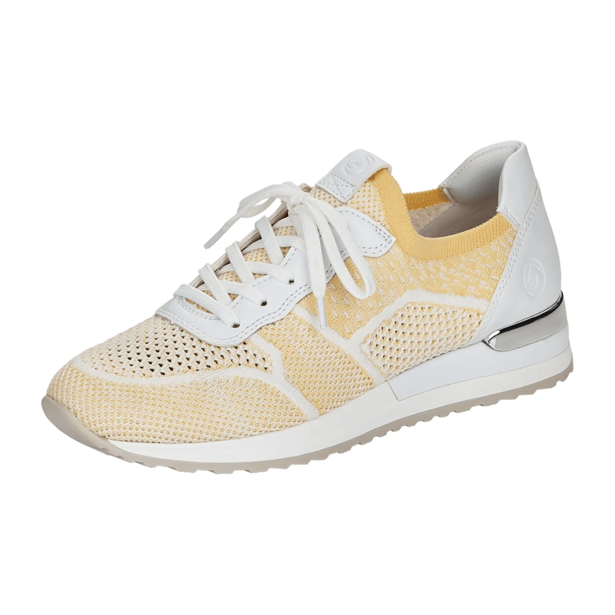 Remonte Women's Yellow Low Sneakers with Laces and Flat Soles