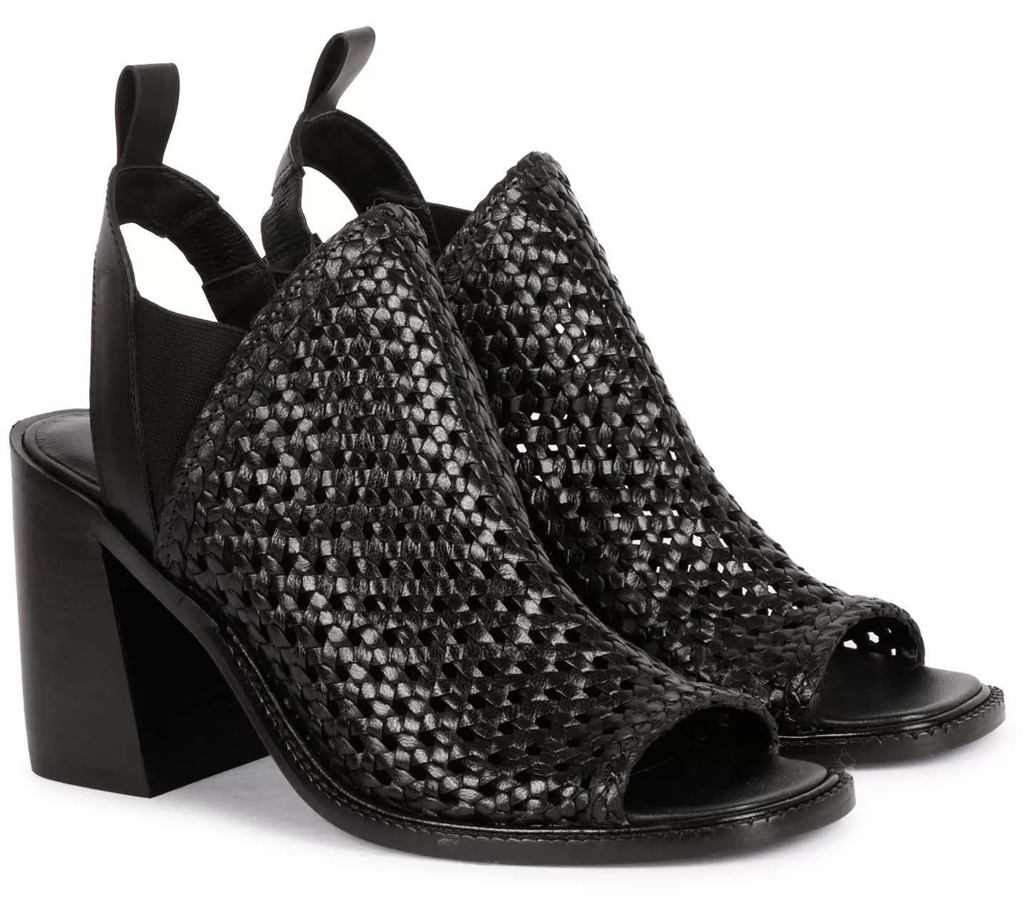 Saint G Woven Leather High Ankle Sandals - Bell a