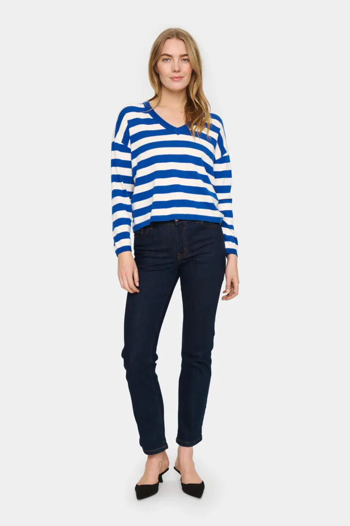 Saint Tropez Fikam V-Kneck Pullover In Surf Blue