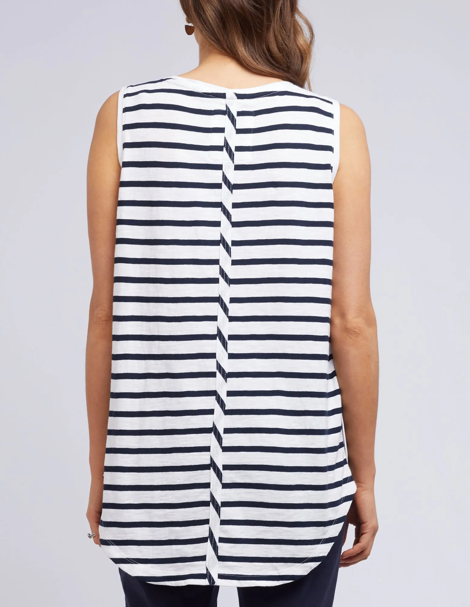 Scoop Tank White & Navy Stripe