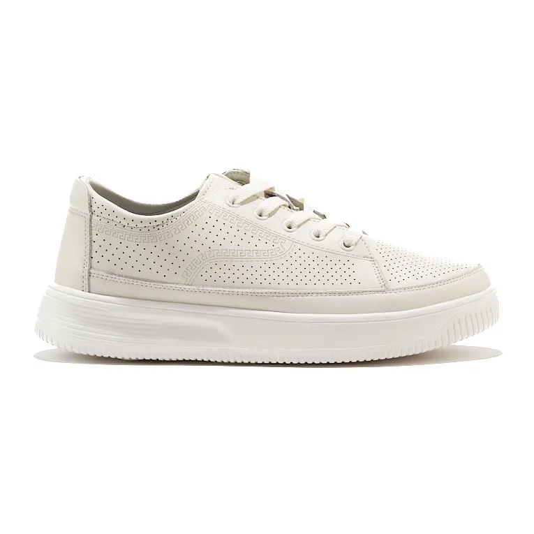 Sergio Leone white openwork leather sneakers