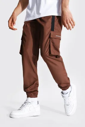 Shell 3d Cargo Joggers With Strap Detail | boohooMAN UK