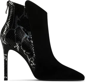 Shoedazzle Black and White Snake Embossed Lizebeth Boot