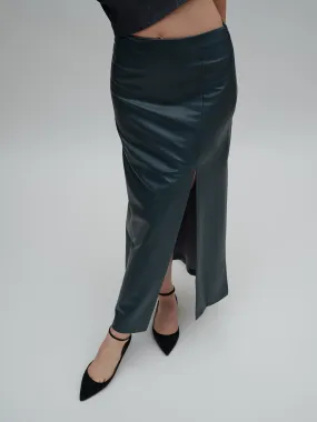 Side Slit Leather Skirt