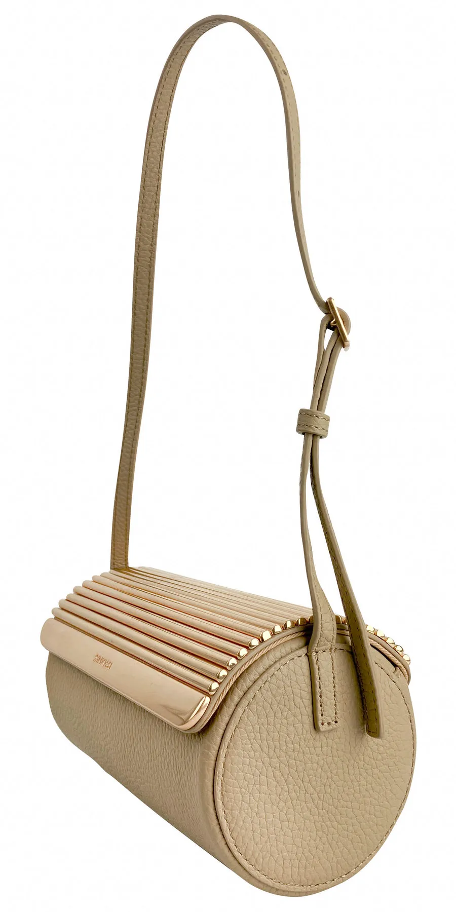 Simkhai Rola Cylinder Metal Shoulder Bag in Sand