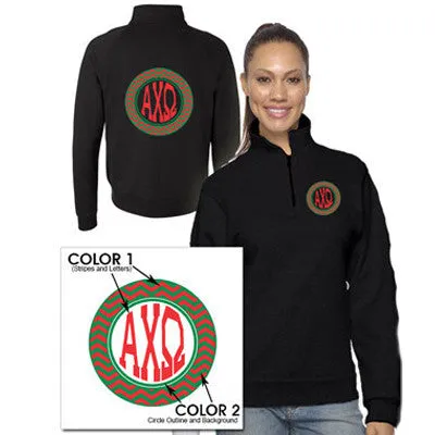 Sorority Chevron Printed Quarter-Zip Pullover - Jerzees 995M - CAD