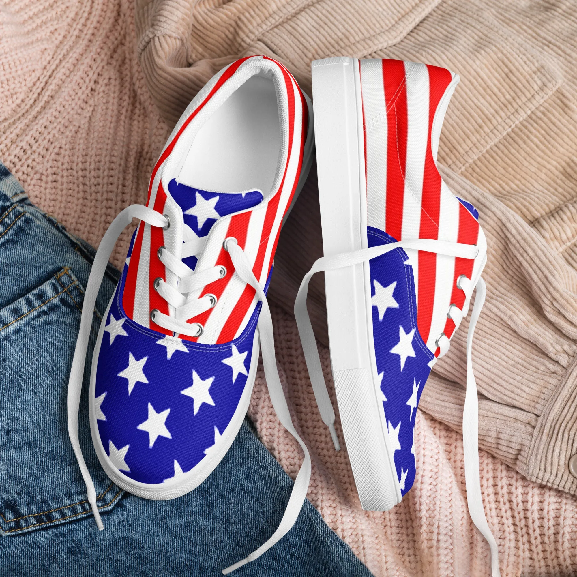 Stars and Stripes Men’s Lace-up Canvas Shoes