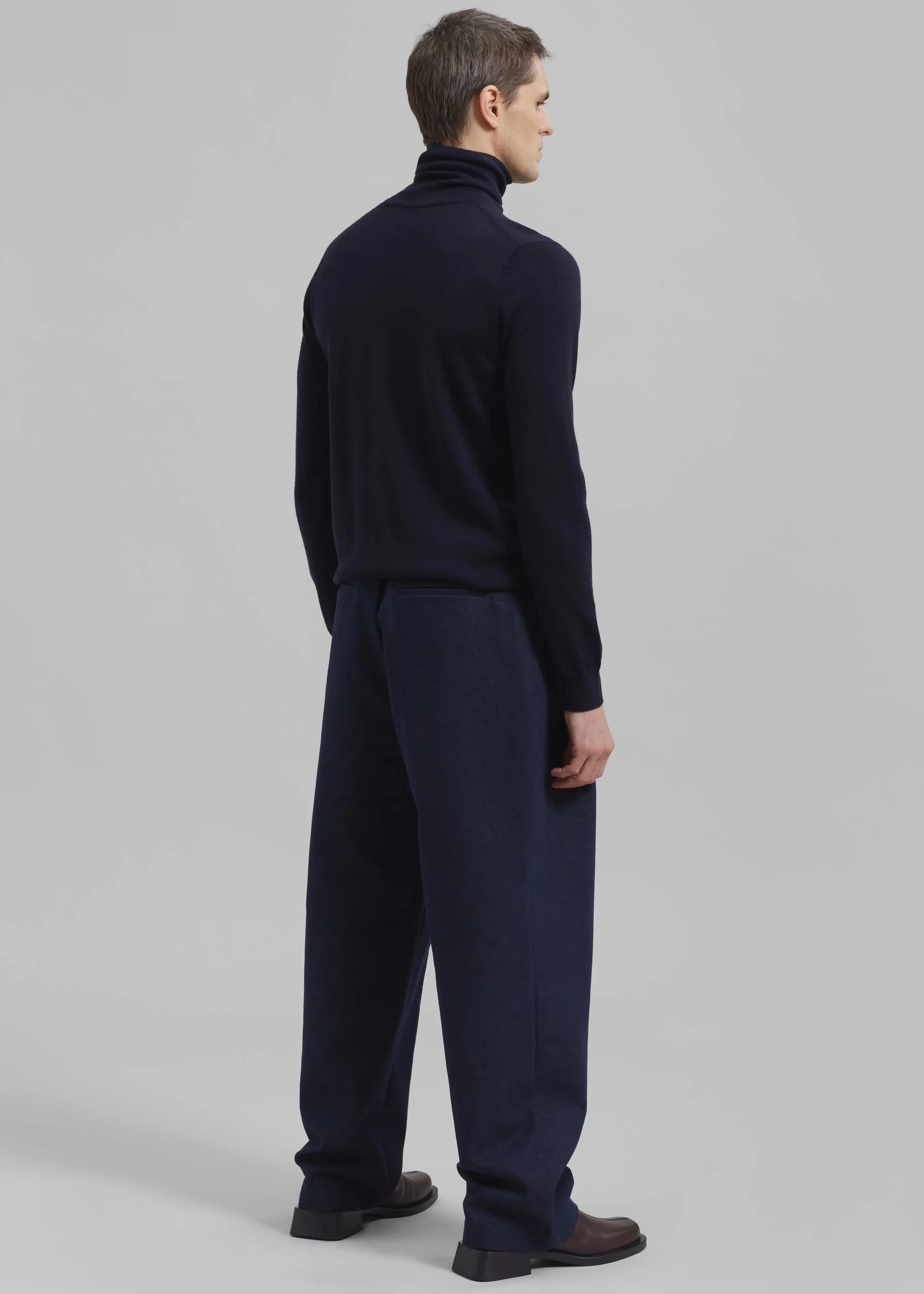 Stephen Pleated Denim Trousers - Navy