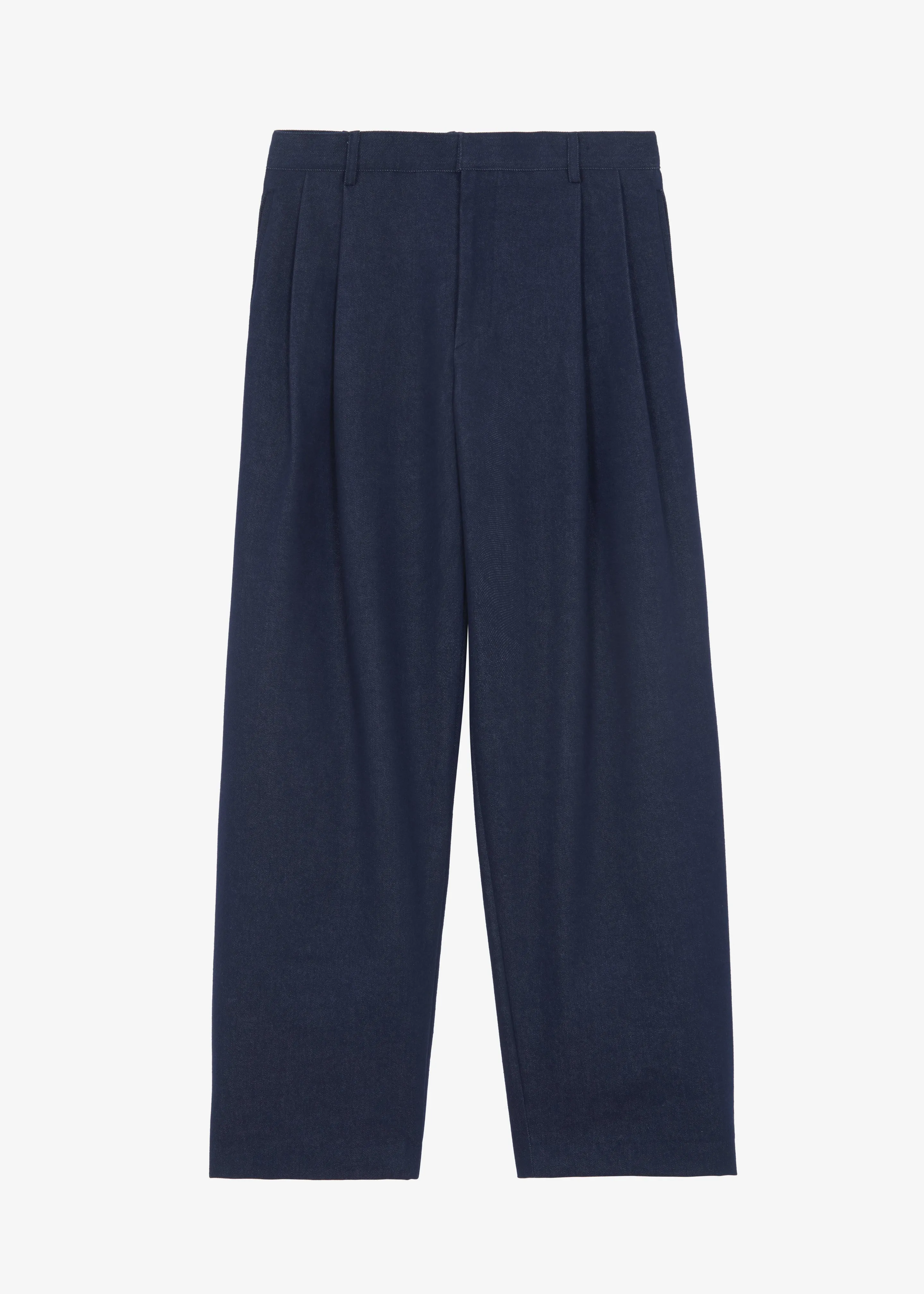 Stephen Pleated Denim Trousers - Navy