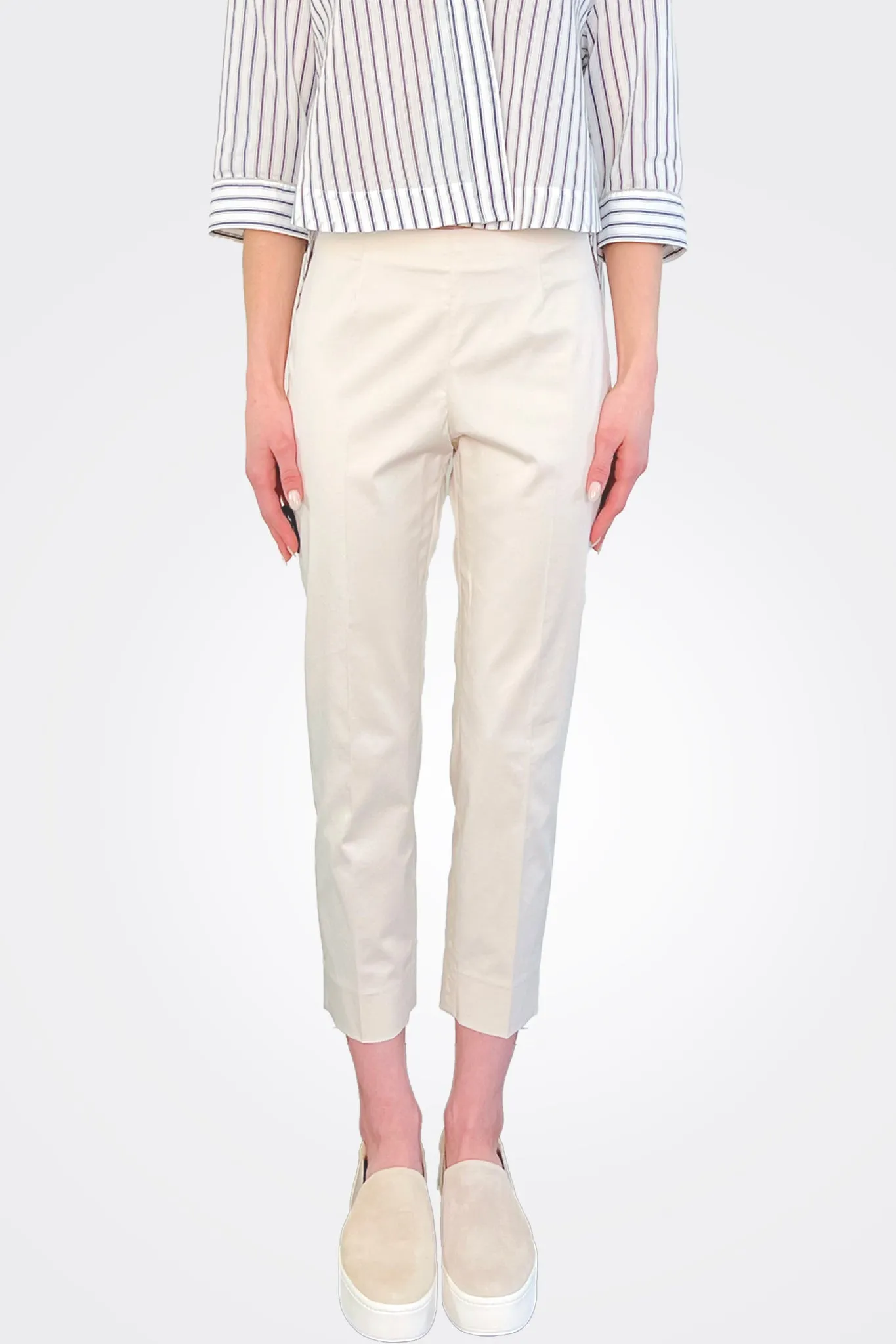 Super-Stretch Cotton Gabardine Trousers - Beige