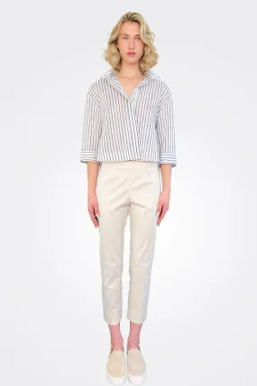 Super-Stretch Cotton Gabardine Trousers - Beige