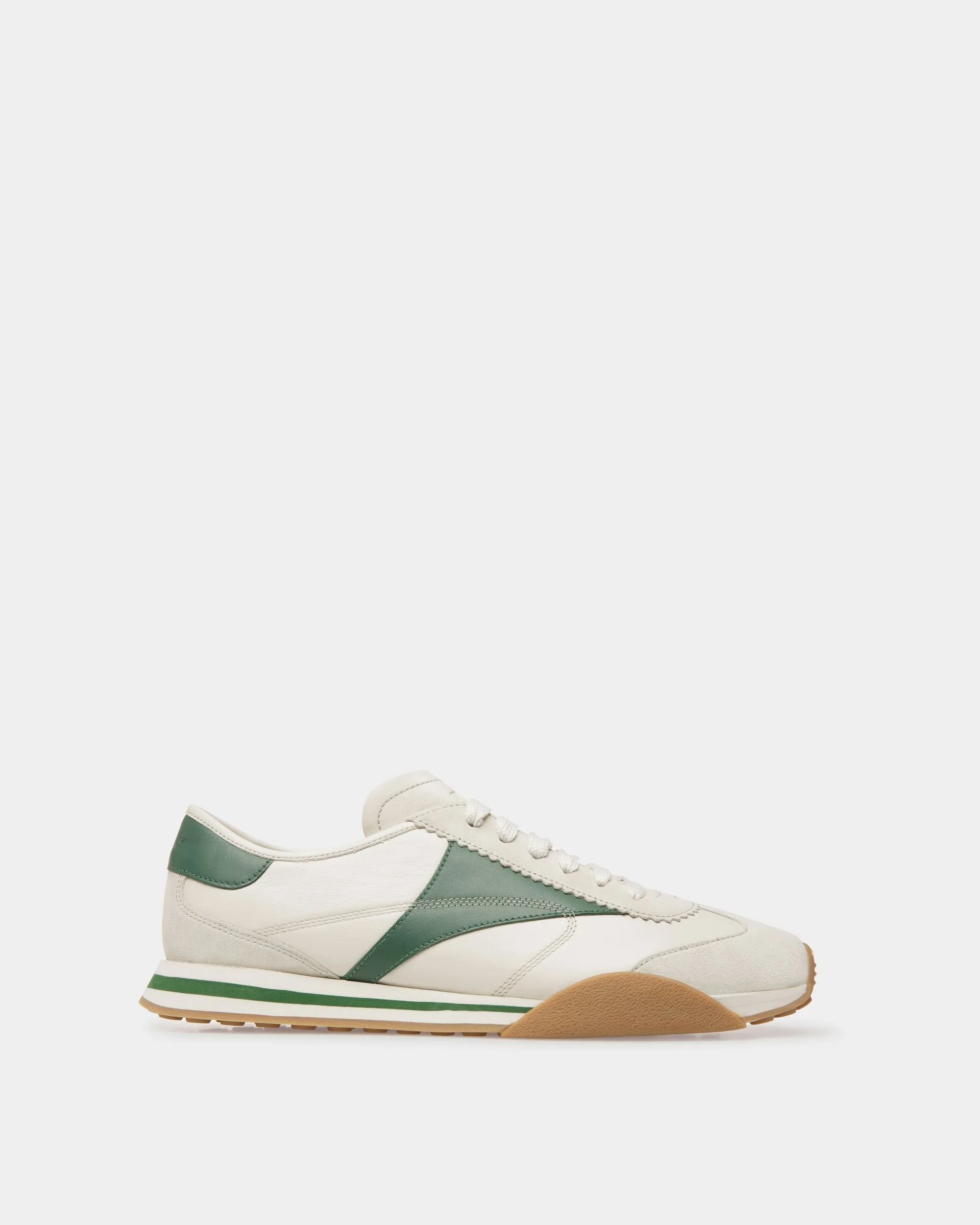 Sussex Sneakers In Dusty White And Kelly Green Leather 