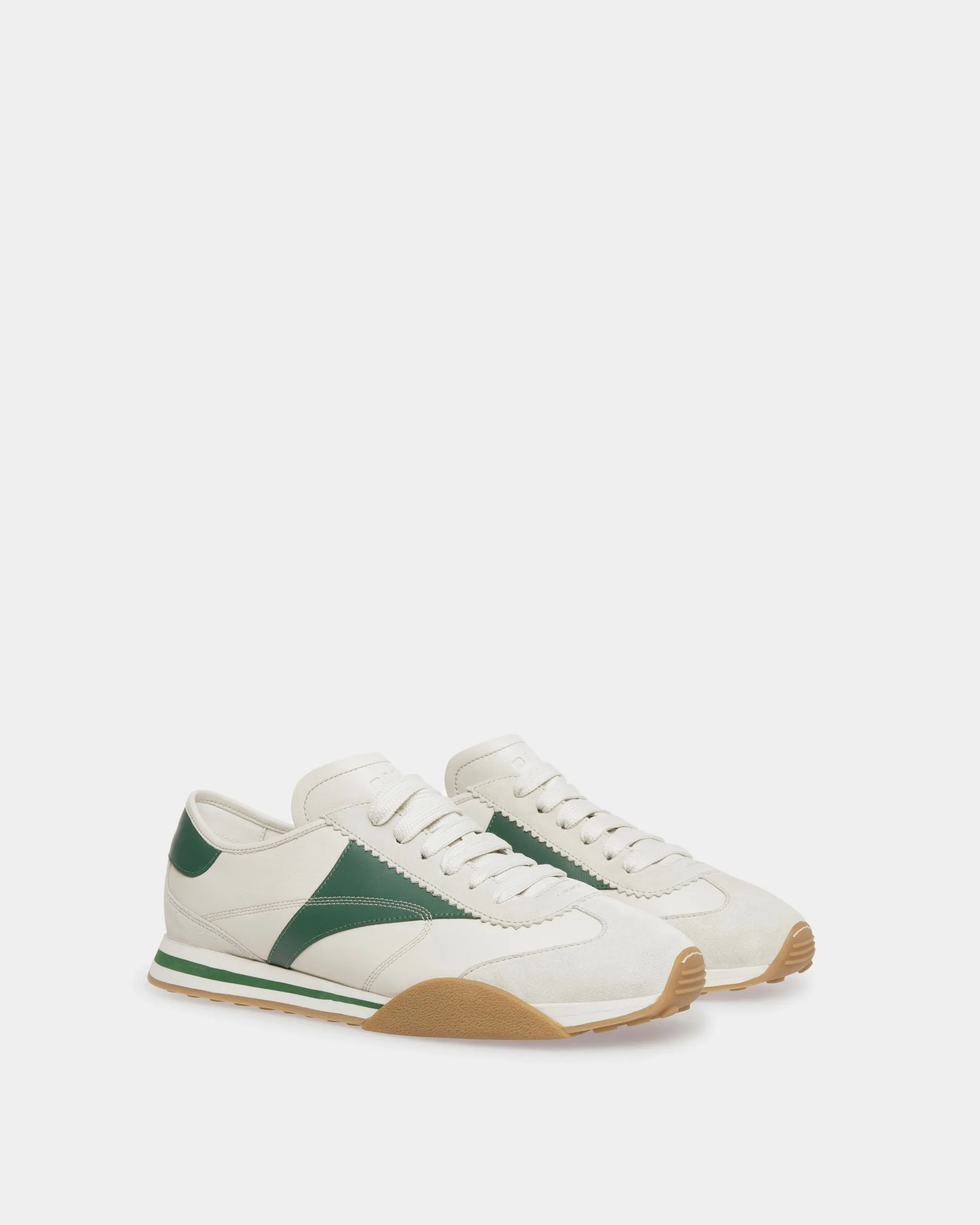 Sussex Sneakers In Dusty White And Kelly Green Leather 