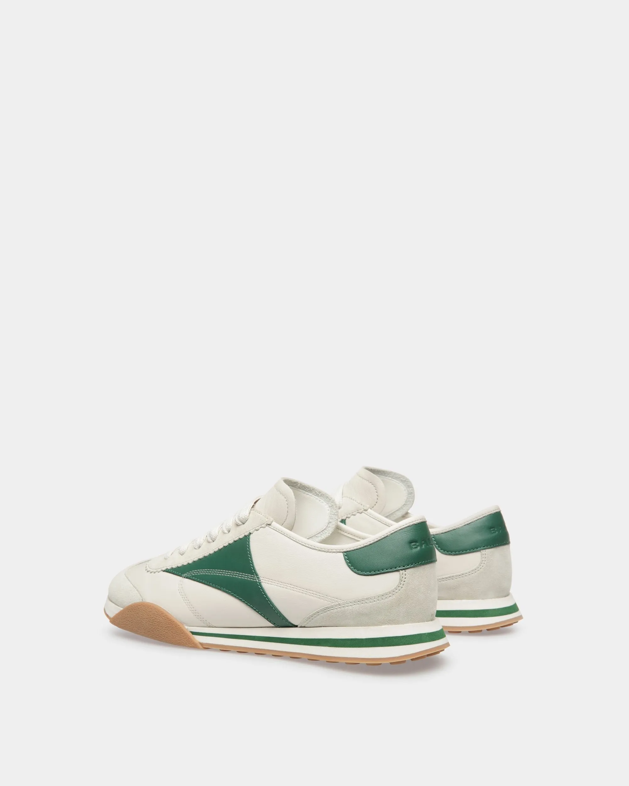 Sussex Sneakers In Dusty White And Kelly Green Leather 