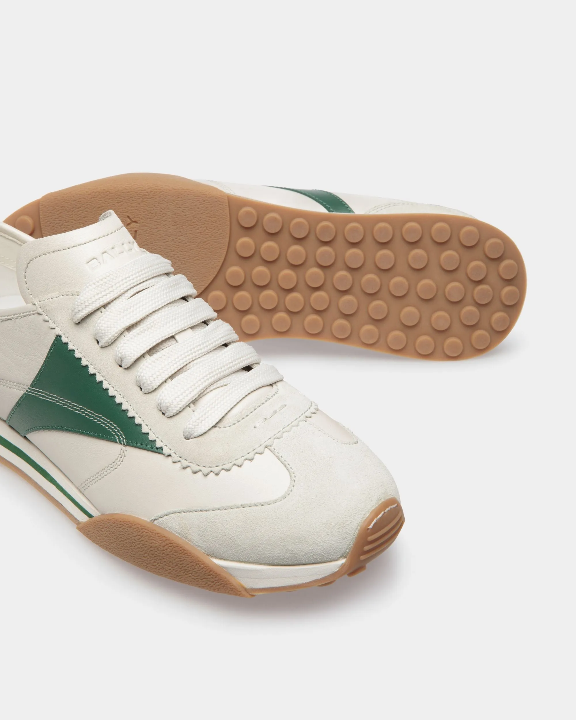 Sussex Sneakers In Dusty White And Kelly Green Leather 