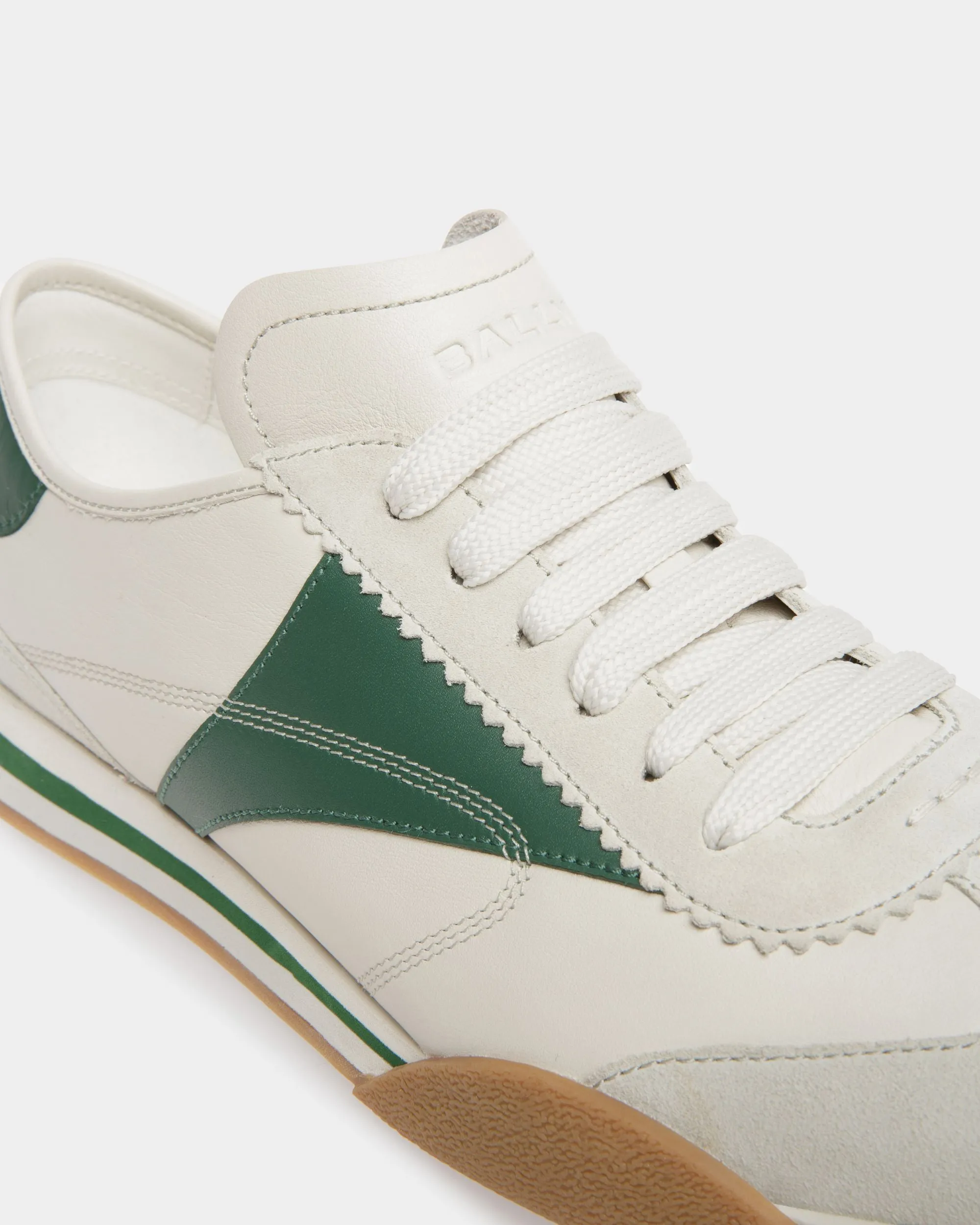 Sussex Sneakers In Dusty White And Kelly Green Leather 