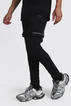 Tall Man Cargo Joggers With Adjustable Cuff | boohooMAN UK