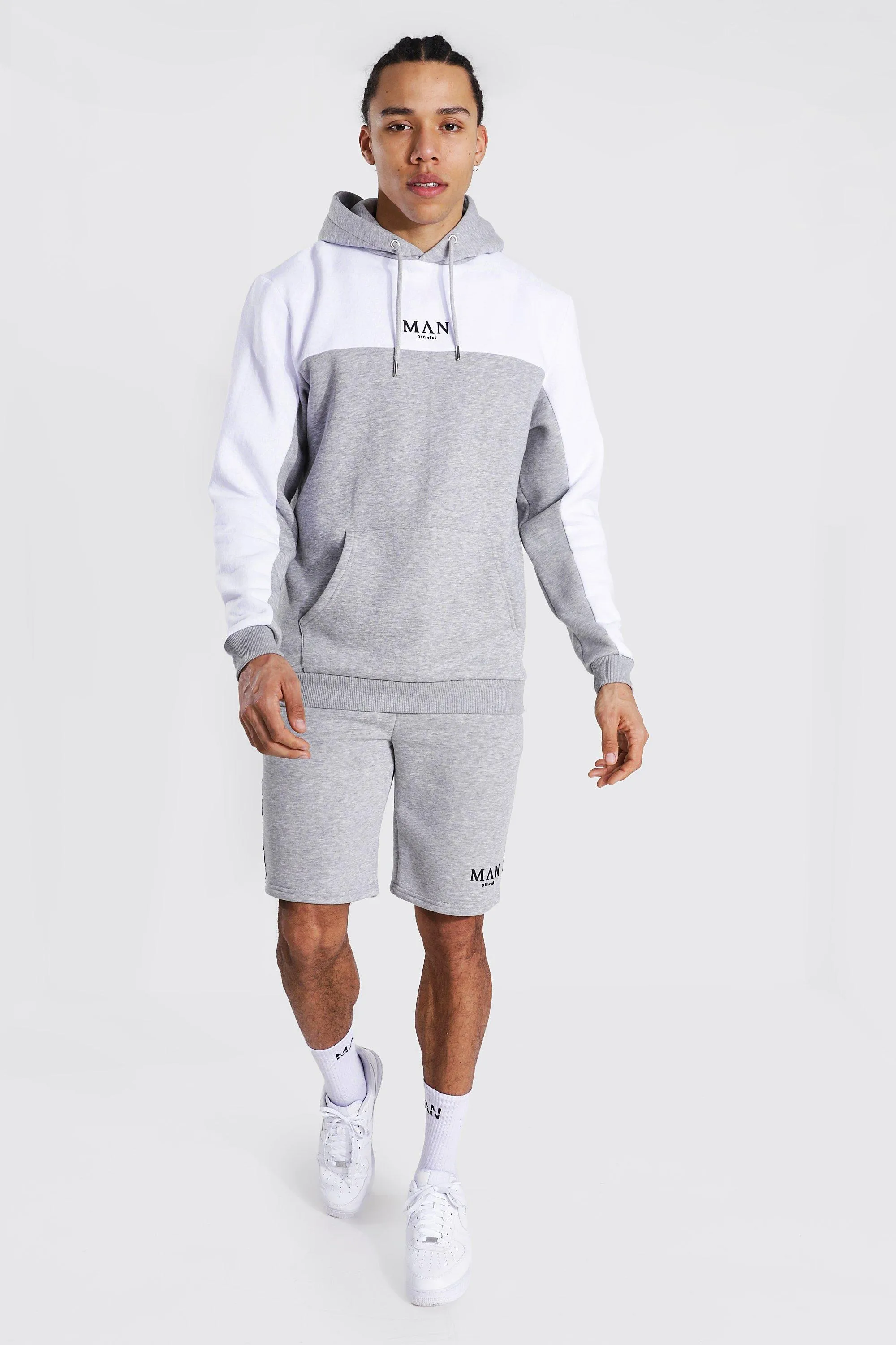 Tall Man Tape Colour Block Short Tracksuit | boohooMAN UK