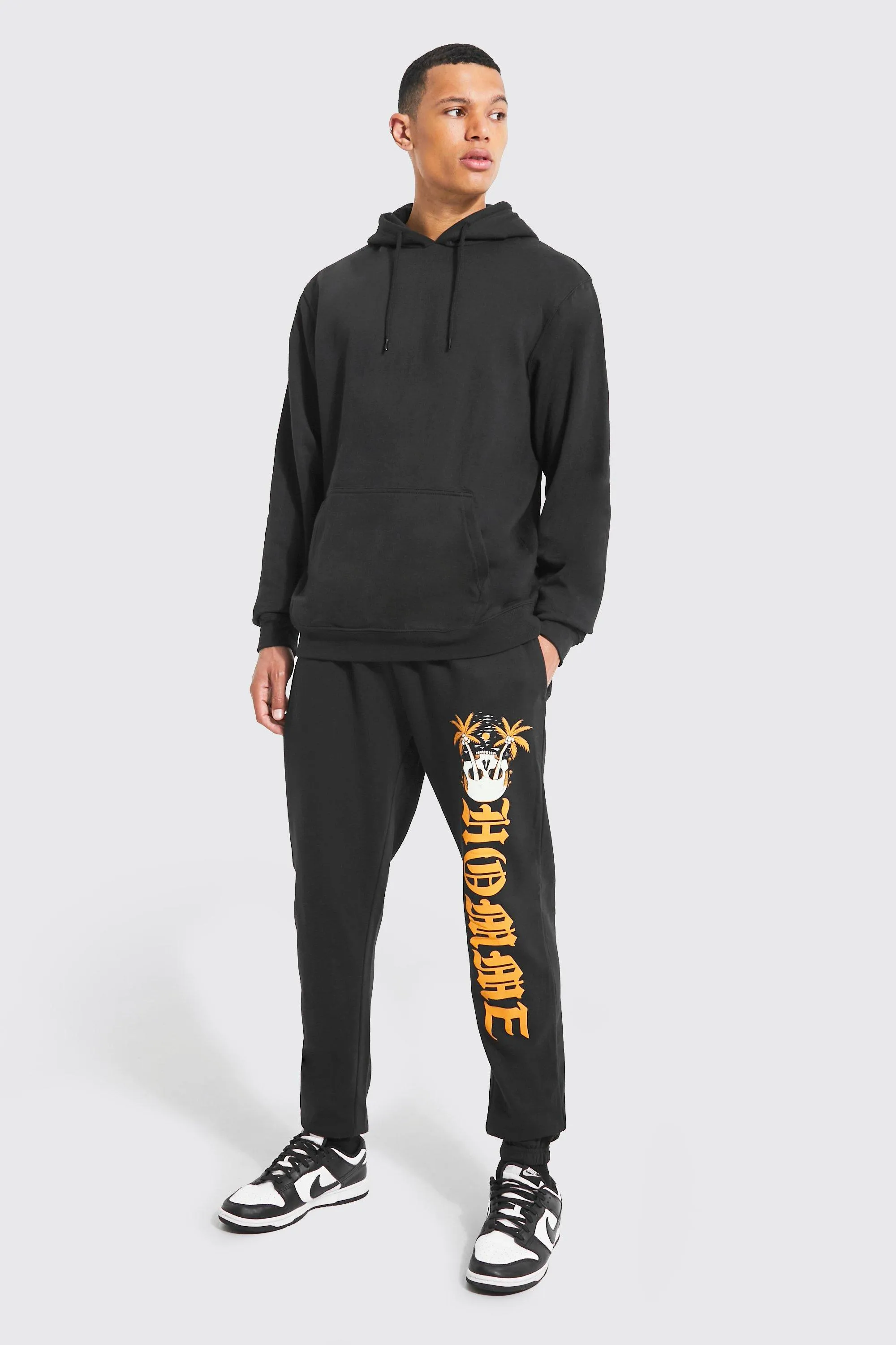 Tall Skeleton Palm Tree Hooded Tracksuit | boohooMAN UK