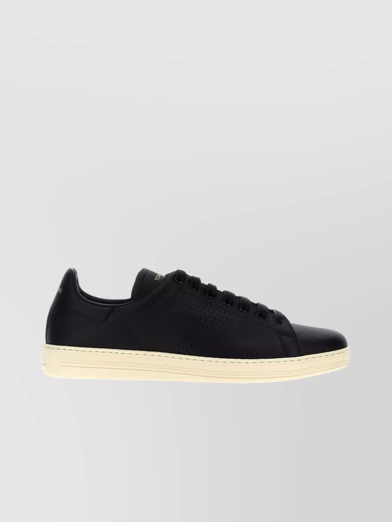 Tom Ford   Leather logo sneakers with perforated detailing