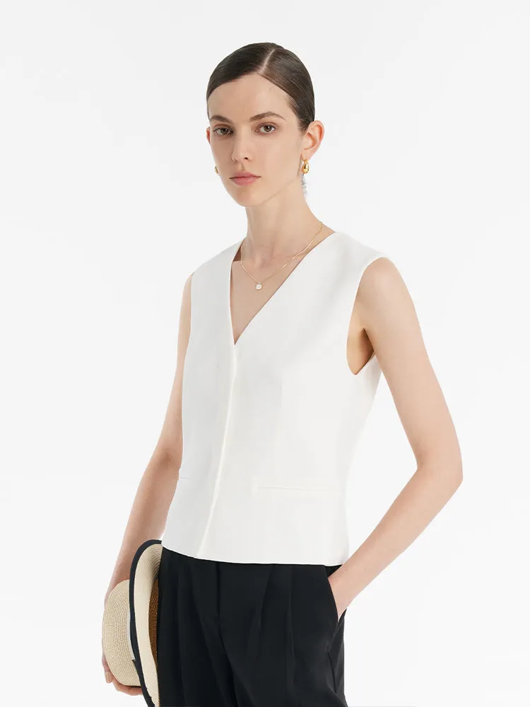 Triacetate Slim V-Neck Women Vest 