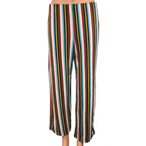 Urban Outfitters Multicolor Rainbow Striped Wide Leg Ankle Trousers Pants Size M