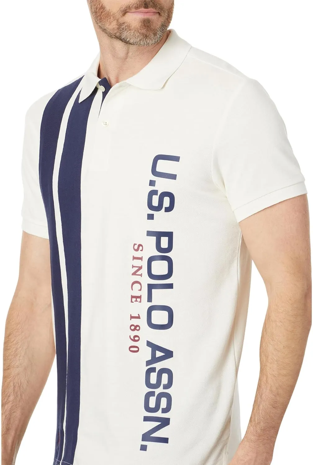 U.S. Polo Assn. Short Sleeve Slim Fit Vertical Color-Block Knit Polo Shirt