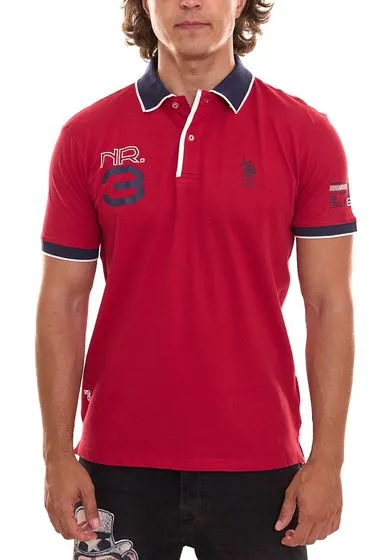 U.S. POLO ASSN. Short-sleeved polo shirt comfortable polo shirt for men with front print cotton shirt 197 65037 52520 650 Red