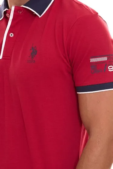 U.S. POLO ASSN. Short-sleeved polo shirt comfortable polo shirt for men with front print cotton shirt 197 65037 52520 650 Red