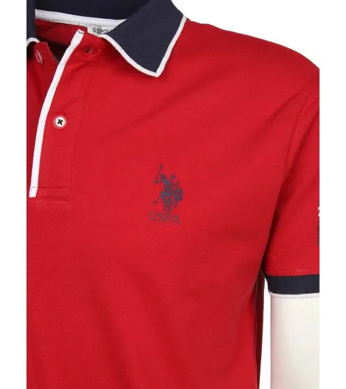 U.S. POLO ASSN. Short-sleeved polo shirt comfortable polo shirt for men with front print cotton shirt 197 65037 52520 650 Red