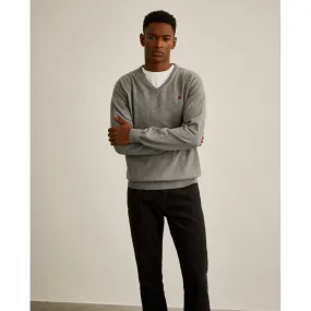 V-neck pullover in cotton and cashmere