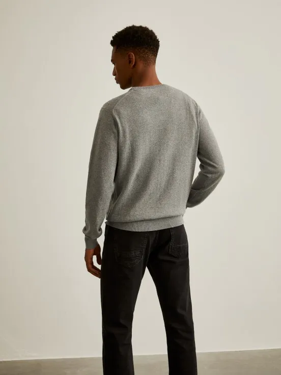 V-neck pullover in cotton and cashmere