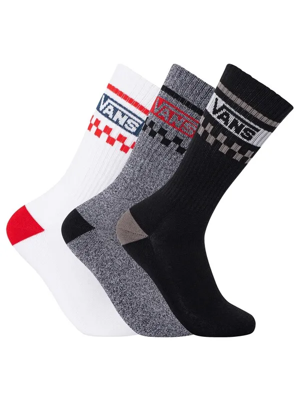 Vans 3 Pack University Crew Socks - White/Grey/Black