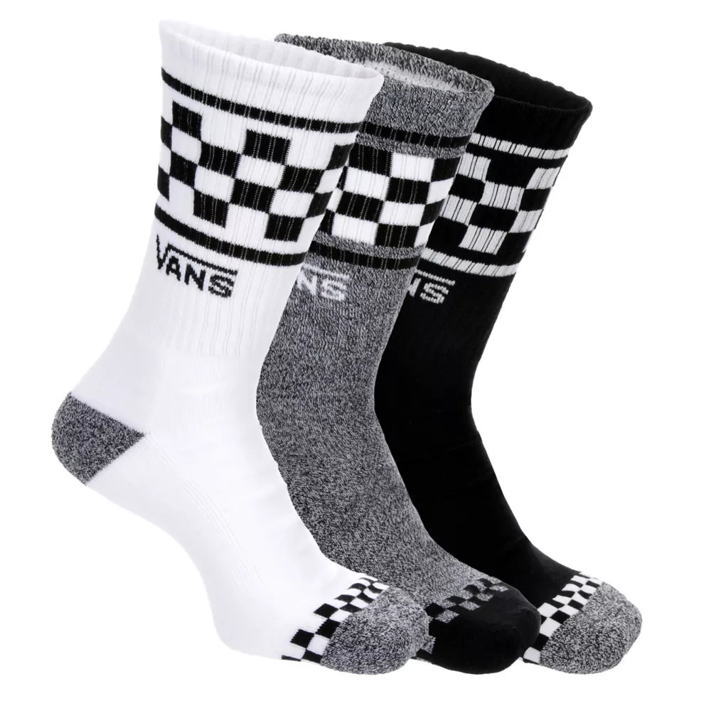 VANS  MENS LARGE CHECKERED BAND CREW SOCKS 3 PAIRS