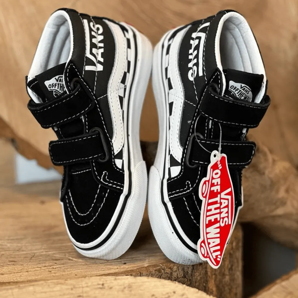 Vans Toddlers Black White Check Sk8-Mid Reissue Trainers