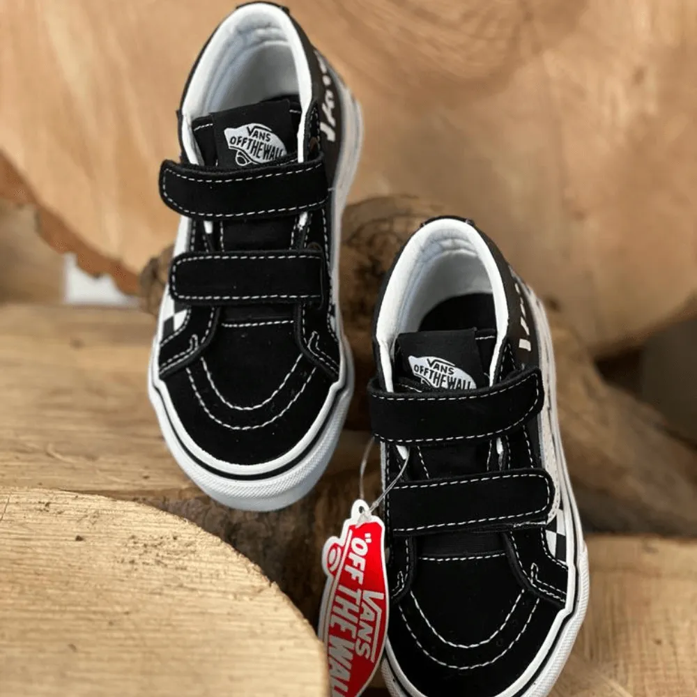 Vans Toddlers Black White Check Sk8-Mid Reissue Trainers