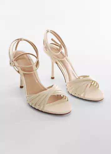 Vicky Natural White Strappy Heeled Sandals by Mango | Look Again