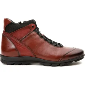 Vinci Leather The Houston Leather Burgundy Lace-up Casual Boot With A Zipper (03618 B-9)