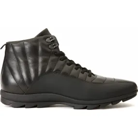 Vinci Leather The Merter Black Leather Casual Lace-up Boot (14339 S-5)