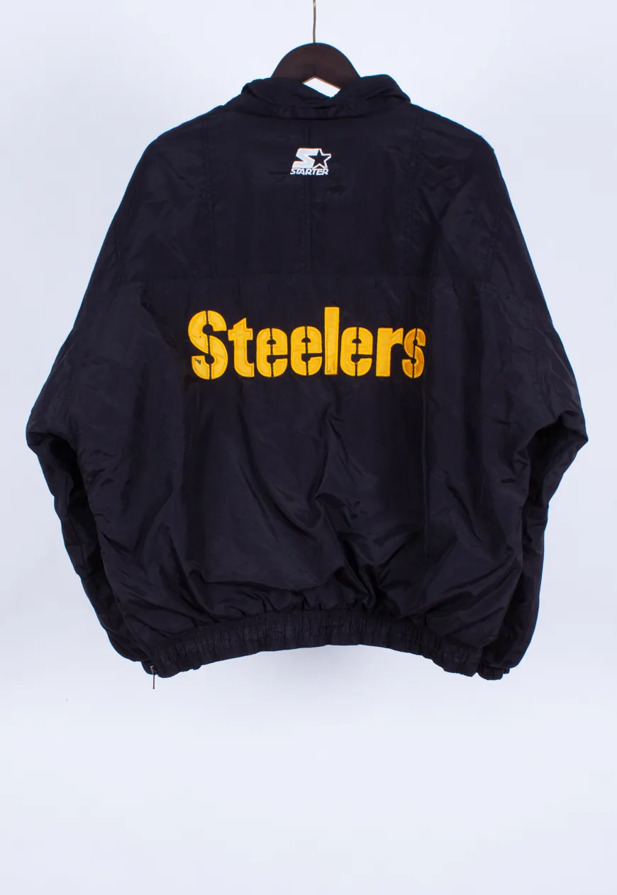 Vintage 90s Starter Pullover Jacket NFL Steelers | Vintage Clothing Hull