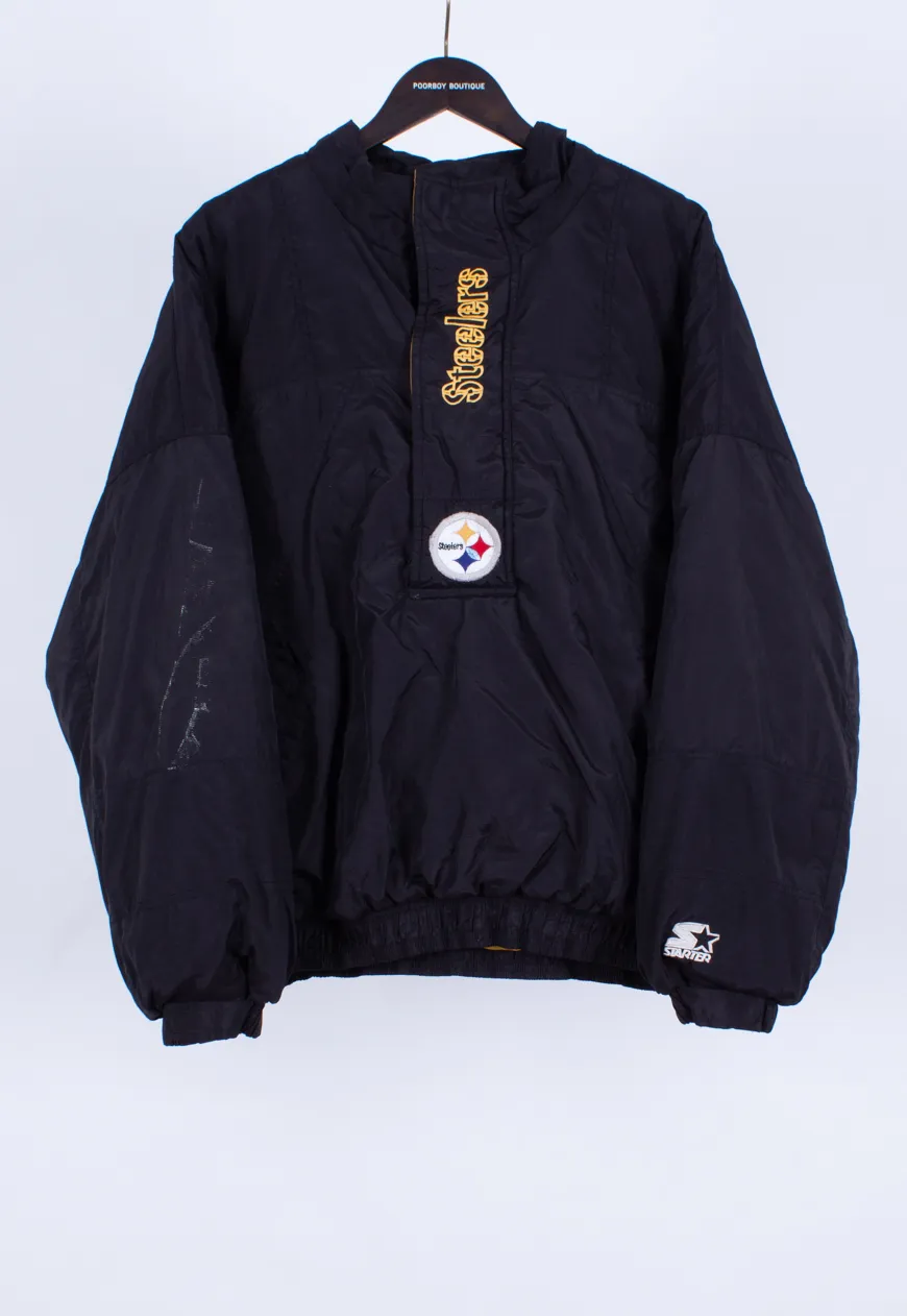 Vintage 90s Starter Pullover Jacket NFL Steelers | Vintage Clothing Hull