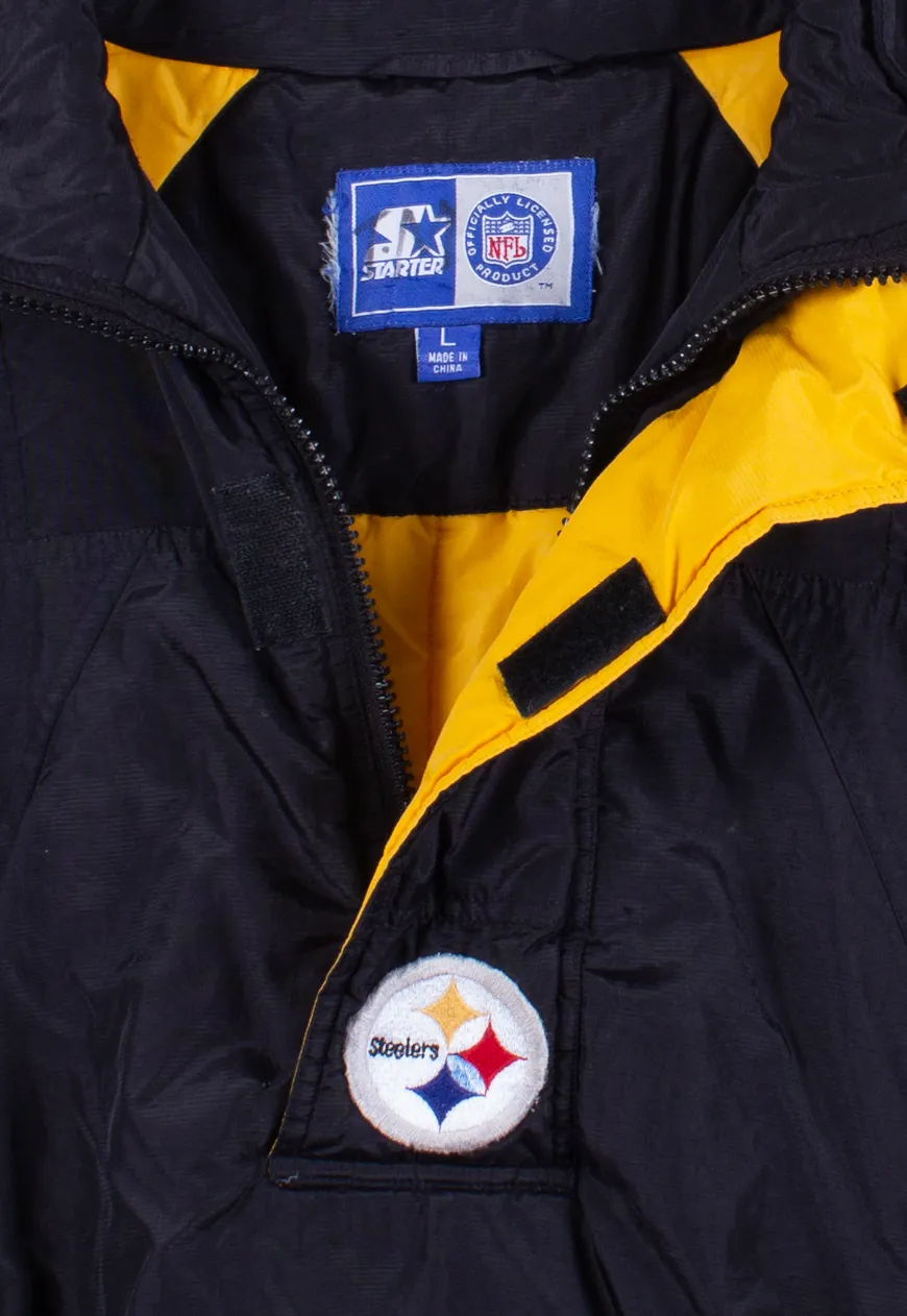 Vintage 90s Starter Pullover Jacket NFL Steelers | Vintage Clothing Hull