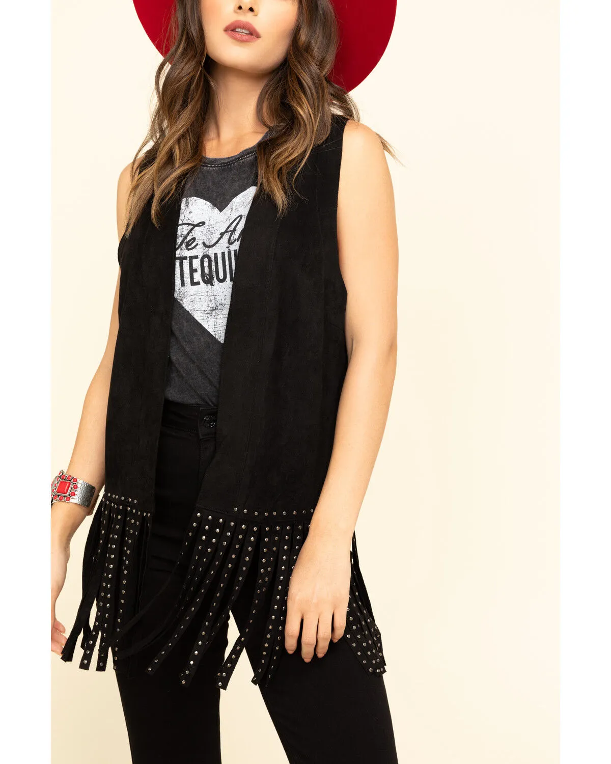 Vocal Women's Studded Fringe Vest